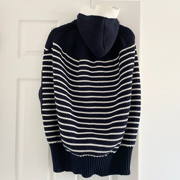 NWT  Sacai Striped Cape With Hood in Navy, size "1" (fits S/M) - Picture 4 of 9